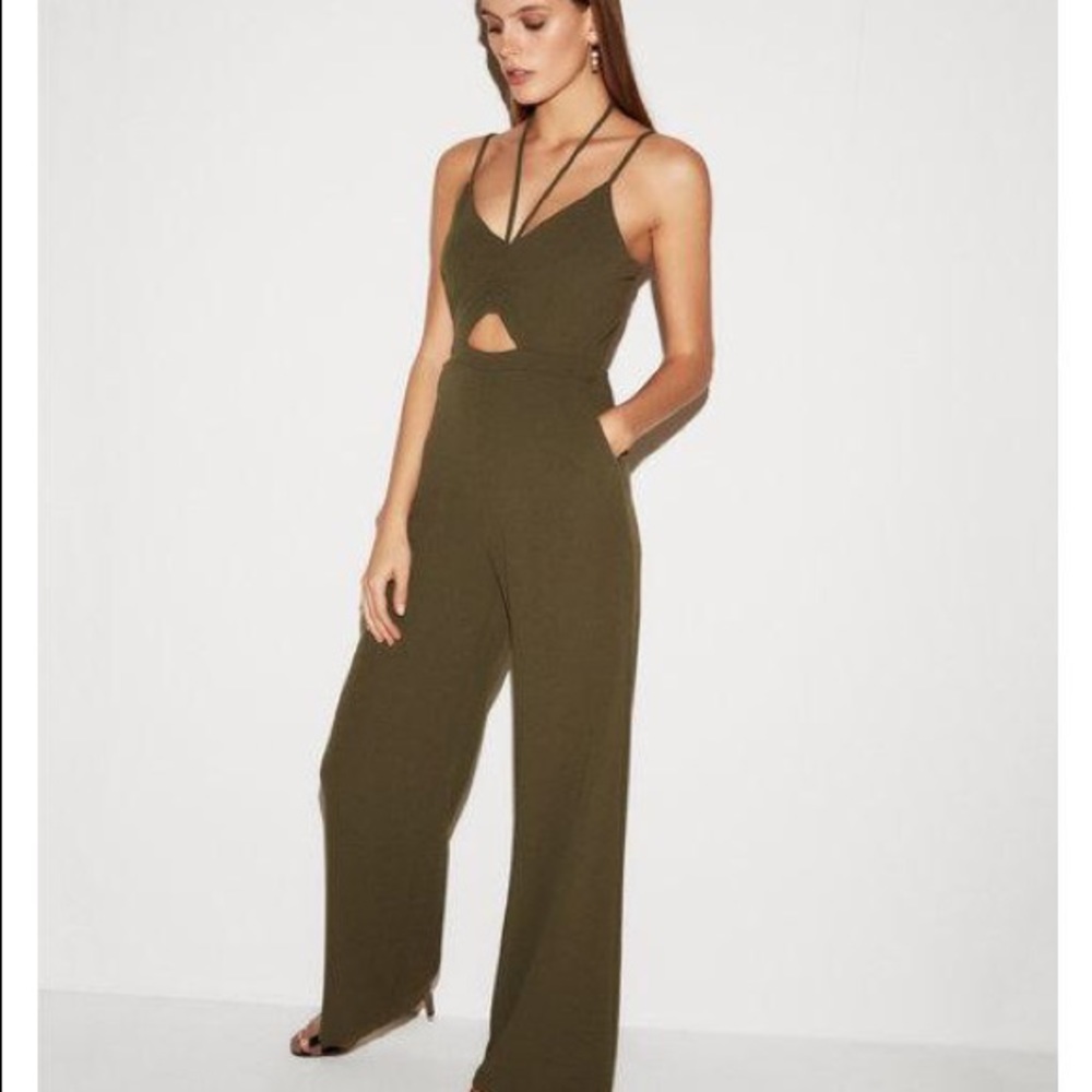 Express ruched cutout wise leg jumpsuit